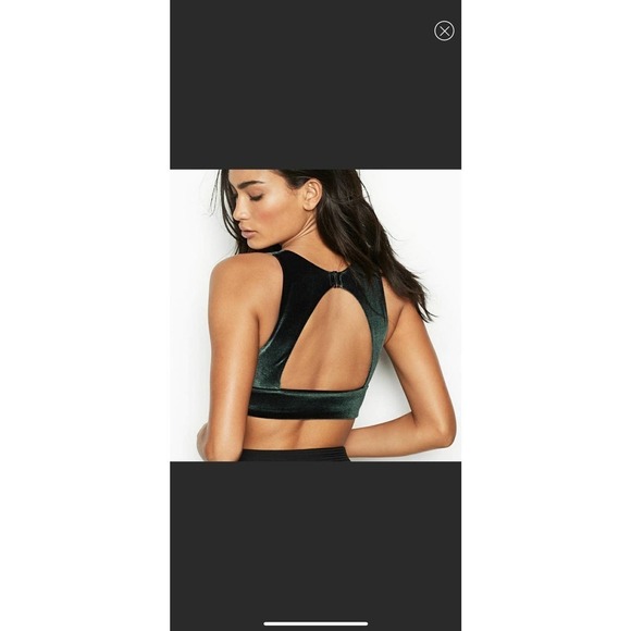 Victoria Sport High-Neck Green Velvet Bra Top M NWT - Picture 4 of 9